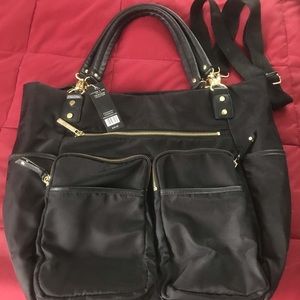 Olivia &Joy black nylon travel tote